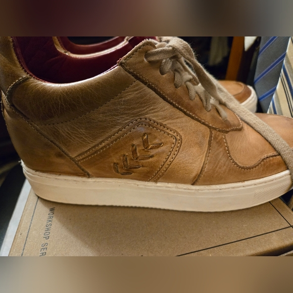 BED|STU ANDROMEDA Tan Leather Sneakers With Hidden Wedge - Picture 3 of 7